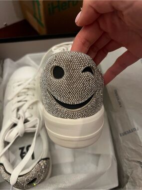 Lola Cruz New Rhinestone Smiley Sneakers
